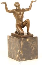 Bronzen Sculptuur Knielend Mannelijk Naakt 13x7x18 cm