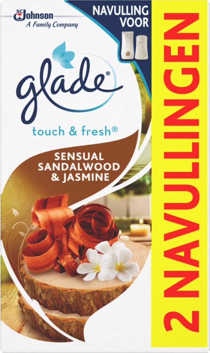 Glade Luchtverfrisser Touch & Fresh Navul Duo Sandalwood & Jasmine 2x10 ml
