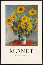 JUNIQE - Poster in kunststof lijst Monet - Bouquet of Sunflowers