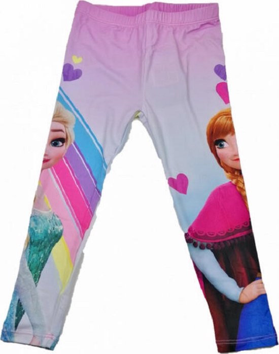 Legging Frozen -Elsa - Anna - coeurs - rose - taille 134 - 9 ans