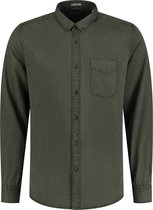 Dstrezzed - Overhemd Garment Dyed Tencel Donkergroen - XL - Heren - Regular-fit