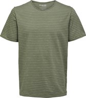 SELECTED HOMME WHITE SLHMORGAN STRIPE SS O-NECK TEE W NOOS  T-shirt - Maat M
