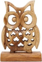 Beeld - Uil - Hout - 30cm - Sawahasa - Thailand - Fairtrade