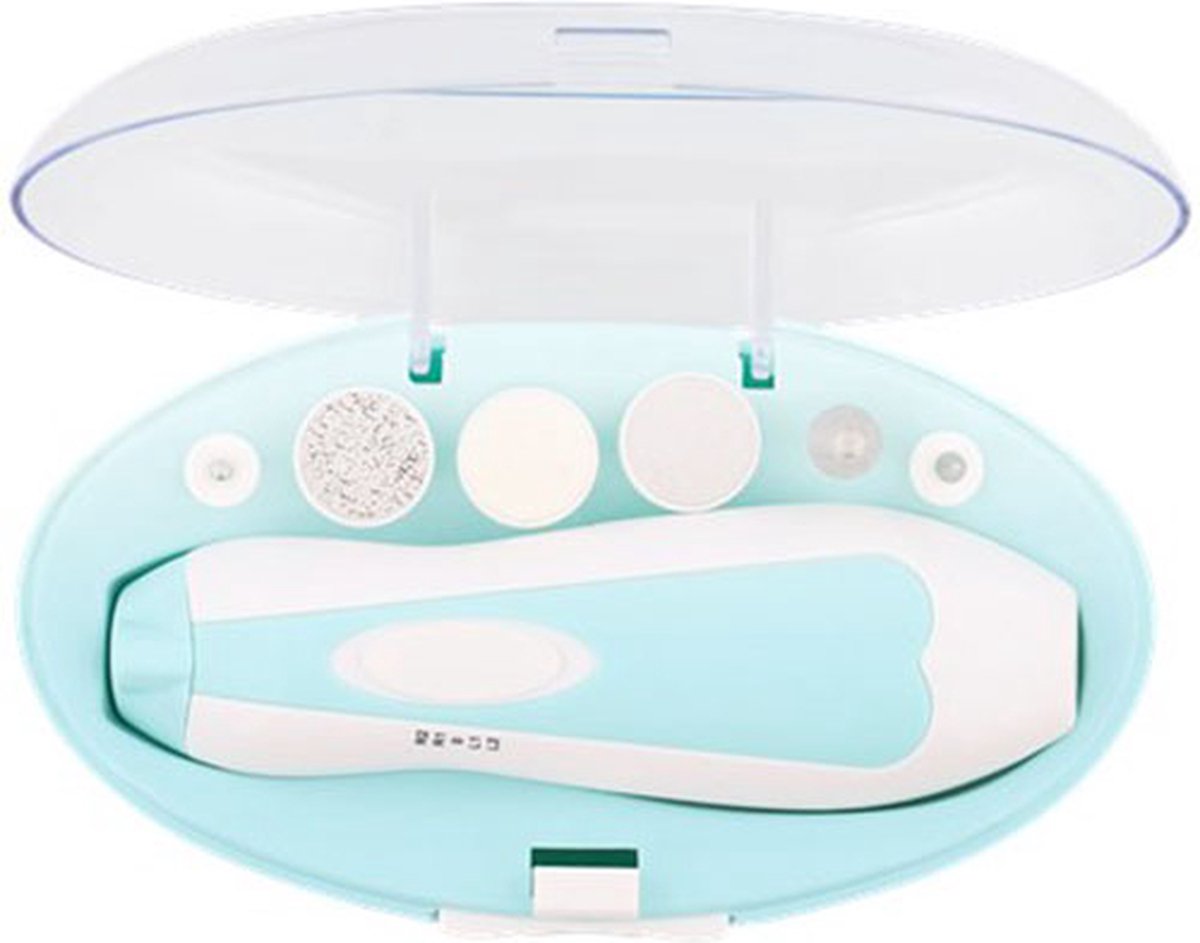 Goedkoopste Manicure Pedicure set - Blauw / Wit - Kunststof - 9 x 6 x 16 cm - Spa - Ontspannen - Relax