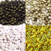 JOMAE - Smiley Kralen- Smiley kralenset - Smiley kralen 100stuks- zelf Sieraden maken - emoji Kralen - goud - Acryl kralen - smileykralenmix - 7mm