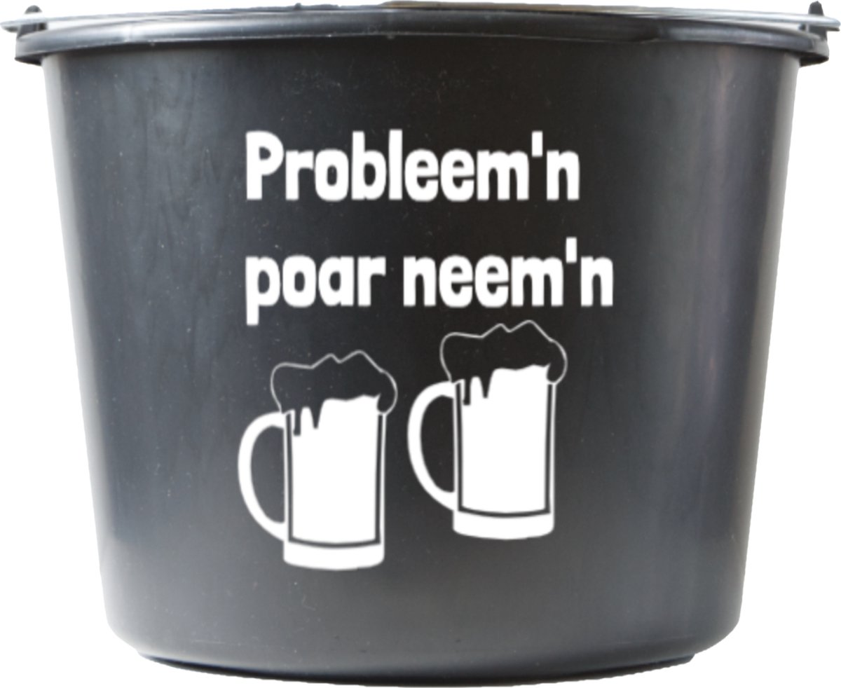 Goedkoopste Cadeau emmer – 12 liter – zwart – met tekst Probleemn poar neemn