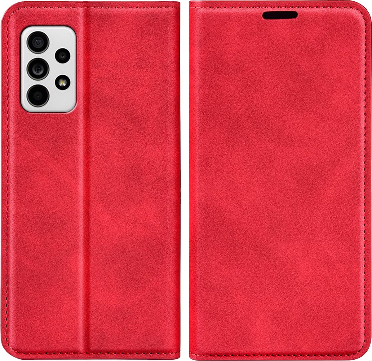 Cazy hoesje geschikt voor Samsung Galaxy A33 - Hoesje met Pasjeshouder - Luxe Book Case - Rood