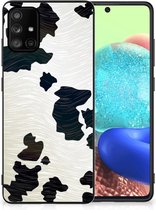 GSM Hoesje Geschikt voor Samsung Galaxy A71 Silicone Hoesje met Zwarte rand Koeienvlekken