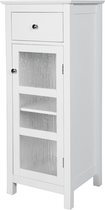 Teamson Home Badkamerkast - Connor Houten Staande Kastje Met Glas Deur, Laden en Planken - Wit