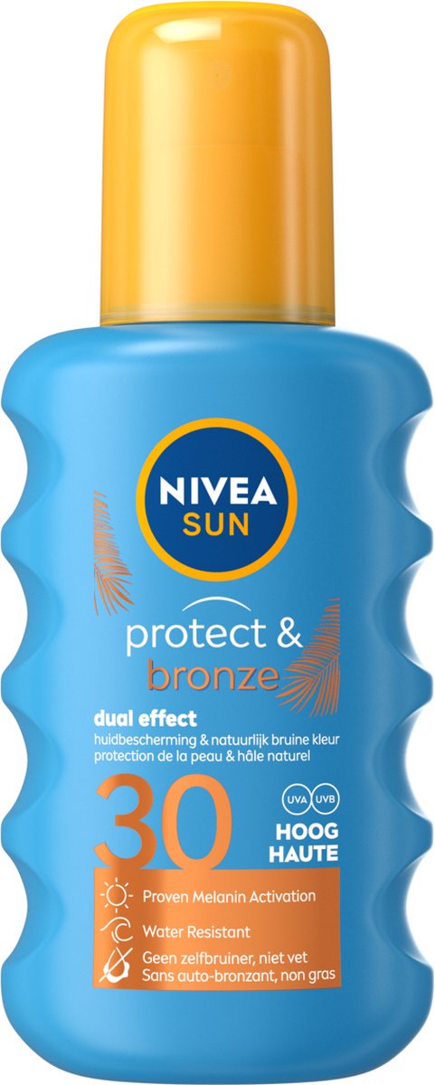 NIVEA SUN Protect & Bronze Zonnebrand Spray - SPF 30 - Zonnespray - Waterproof - Beschermt en stimuleert een bruine huid - Met pro-melanine extract - 200 ml - NIVEA