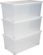IRIS OHYAMA Set van 3 opbergdozen met deksel op wielen NCBR-70 - 3x 70 L - L71,5 x B39 x H30,5 cm - Transparant