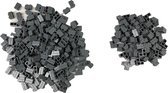 250 bouwstenen steenmotief 1x2 + 50 hoekstukken | Donkergrijs | compatibel met Lego | SmallBricks