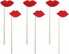 Valentijn/love thema foto props set lippen 6 stuks - Kusjes geven