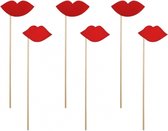 Valentijn/love thema foto props set lippen 6 stuks - Kusjes geven