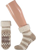 Apollo Huissokken Dames - Wollen Sokken - Warme Sokken - Antislip - Beige - Maat 39-42