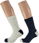 Bedsokken dames | Blauw|Wit| One Size | Slaapsokken | Warme sokken dames | Winter sokken | Bedsokken dames maat 39 42 | Fluffy sokken | Warme sokken | Bedsokken | Fleece sokken | A