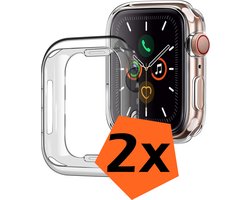 Hoesje Geschikt voor Apple Watch SE 2022 44 mm Hoes Siliconen Case Cover - Hoes Geschikt voor Apple Watch SE 2022 44 mm Hoesje - Transparant - 2 PACK
