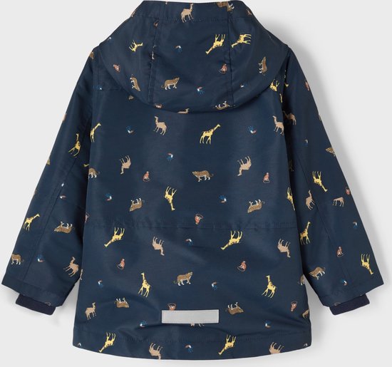 NAME IT MINI winterjas NMMMAX met all over print beige/bruin/blauw