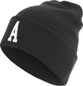 Pre Order Only Letter A Cuff Knit Beanie Black