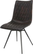 Stoel vintage 2 stuks  -  Geruit kruispoot Bruin - PU Leer- Industrieel stoelen - Design