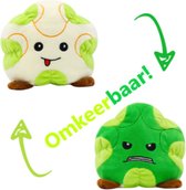 BenjiProducts® Broccoli Mood Knuffel - Omkeerbare stemmingsknuffel - Speelgoed voor kinderen - Zacht Pluche materiaal - 15 cm - Groen/wit