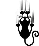 GoedeDoelen.Shop | Auto Sticker Scratching Cat Black | Katten Sticker | Poezen Sticker | Weerbestendige Sticker | Raamsticker | Laptopsticker | Scooter Sticker | ca 7,5 x 15cm