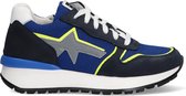 Braqeez 422270-129 Jongens Lage Sneakers - Blauw/Zwart/Geel - Leer - Veters