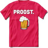 Proost T-Shirt | Bier Kleding | Feest | Drank | Grappig Verjaardag Cadeau | - Roze - S