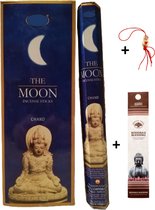 2 Kokers - Wierook - Wierookstokjes - Wierooksticks - Incense sticks - The Moon - Maan- 40 stokjes + 5 mini wierookstokjes + Gelukspoppetje