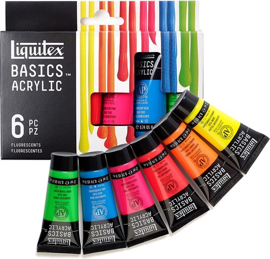 Liquitex Basics - Acrylverf set - 6 fluorescent kleuren - 22ml | bol