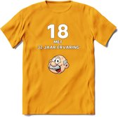 18 met 32 jaar ervaring T-Shirt | Grappig Abraham 50 Jaar Verjaardag Kleding Cadeau | Dames – Heren - Geel - L