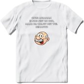 Onze abraham is nog niet zo oud T-Shirt | Grappig Abraham 50 Jaar Verjaardag Kleding Cadeau | Dames – Heren - Wit - XL
