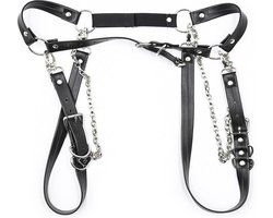 Nooitmeersaai - Harnas Vrouw - PU Leer met Harten Gespen - Zwart - BDSM - Bondage Harnas
