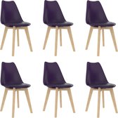 6 Moderne kunststof eetkamerstoelen stoelen met zachte lederen zitting - lila paars - purple - ergonomische kuipstoelen - Palerma Design - ergonomisch - stoel - zetel - zacht - lee