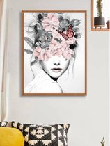 Diamond Painting Volwassenen - Diamond Painting Kinderen - Vrouw met bloemen - 30x40cm