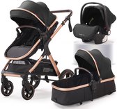 Belecoo Luxe 3 in 1 Kinderwagen - Multifunctioneel - Buggy - Opklapbaar - Baby’s - Wandelwagen - Autostoel - Zwart