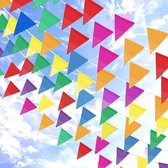 Merkloos - Gekleurde Slinger 200 Meter - met 300 Grote Driehoek Vlaggen voor Indoor en Outdoor - Party Huis Tuin Decoratie - Afmeting Vlaggen: 24*30cm)