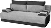 InspireMe 3-zitsbank voor woonkamer, slaapbank, sofa met slaapfunctie en opbergruimte, moderne bank, 3-zits - 196x92x85 cm, 196x140cm - NISA(Gris+Zwart)