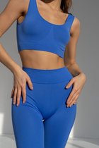 Sport bh beha dames top naadloos Elektrisch Blauw L/XL - seamless - comfortabel - tweede huid - ondersteunend - Yoga – Fitness - activewear - lifestyle - fashion – yogatop