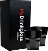 2x Wijn/waterglas Ibiza zwart 26cl l Onbreekbare kunststof l Plastic drinkglazen