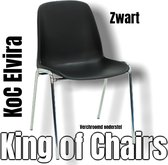 King of Chairs -set van 2- model KoC Elvira zwart met verchroomd onderstel. Kantinestoel stapelstoel kuipstoel vergaderstoel tuinstoel kantine stoel stapel kantinestoelen stapelsto