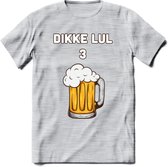 Dikke Lul 3 Bier T-Shirt | Bier Kleding | Feest | Drank | Grappig Verjaardag Cadeau | - Licht Grijs - Gemaleerd - 3XL