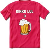 Dikke Lul 3 Bier T-Shirt | Bier Kleding | Feest | Drank | Grappig Verjaardag Cadeau | - Roze - XL