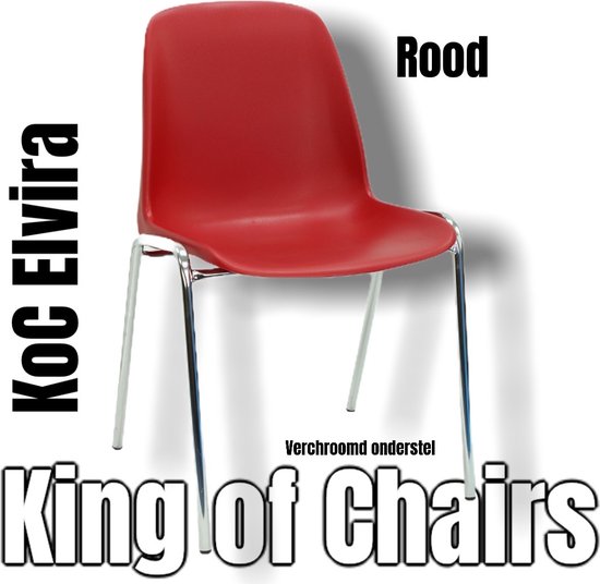 King of Chairs set van 2 model KoC Elvira rood met verchroomd