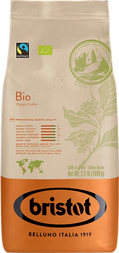 Bristot BIO 100% Biologische Koffiebonen - 1000 gram