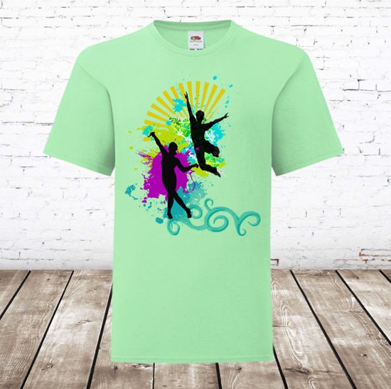 Meisjes t-shirt dance mint -Fruit of the Loom-122/128-t-shirts meisjes