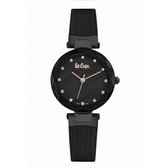 Lee Cooper LC06607.650 - Horloge - Analoog - Dames - Vrouwen - Milanees band - Zwart - Rose Goud