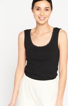 LOLALIZA Tank top met kant - Zwart - Maat XL