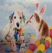 5 d Diamond painting 30x30 cm - Pasen - hond & poes - paaseieren