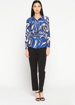 LOLALIZA Hemd met abstracte print - Blauw - Maat XXL